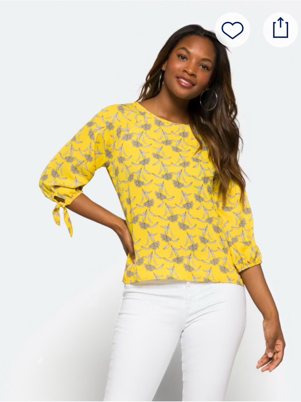 Papermoon Yellow Floral Tie-Sleeve Blouse